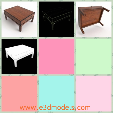 3d model a cocktail table made in wooden - This is a 3d model of a wooden cocktail table,which is low and solid.The table is used by lord in the ancient times because the materials are in good quality.