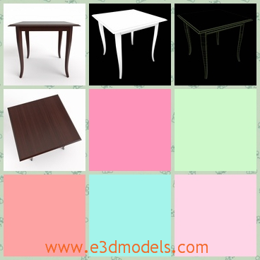 3d model a common dining table - This is a 3d model of a common dining table ,which has four legs and the face of the table is square.