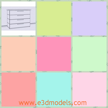 3d model a dresser in white - This is a 3d model of a dresser in white,which is a storage for clother.The materials of the drawers are wood.