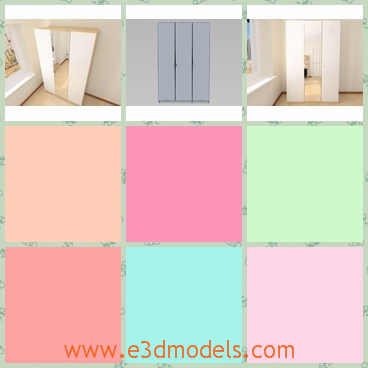 3d model a fine cupboard - This is a 3d model of a white cupboard,which is oblong ans big enough for the stuffs.The model is suitable for the bedroom definitely.