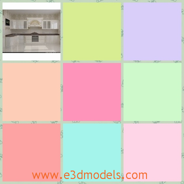 3d model a kitchen in white - This is a 3d model about a classical kitchen in white,which has exquisite design and decorations.