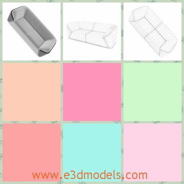 3d model a long gray sofa - This is a 3d model about a grey and long sofa,which is a modern furniture in the living room.