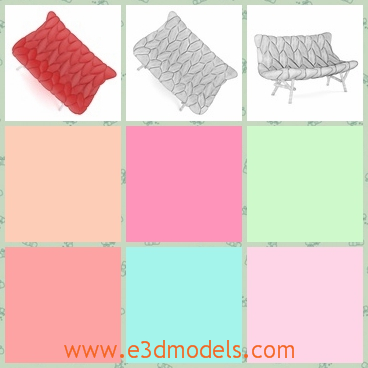 3d model a red sofa without wings - This is a 3d model of a modern sofa in red and in white.The model is detailed in the style.