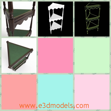 3d model a shelf in the corner - This is a 3d model of a shelf in the corner,which is a trigonal shape.The model is in ancient style.