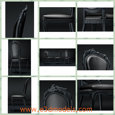 3d model a special smoke dining chair - This is a 3d model about the smoke dining chair,which is made of leather and in black.The decoration on it seems special.