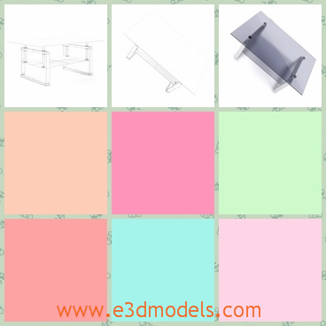 3d model a square glass table - This is a 3d model about the glass table with the square shape.The surface is transparent,which is easy to see the stuffs under it.