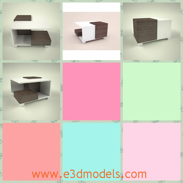 3d model a table mixed with white and brown - This is a 3d model of a table mixed with white and brown color on it,which shows the aesthetic impression for us.