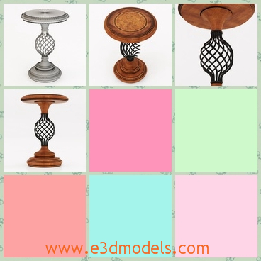 3d model a table with a holder - This is a 3d model of a table,which has a round holder under it.The middle of it is gridding ans hollow.