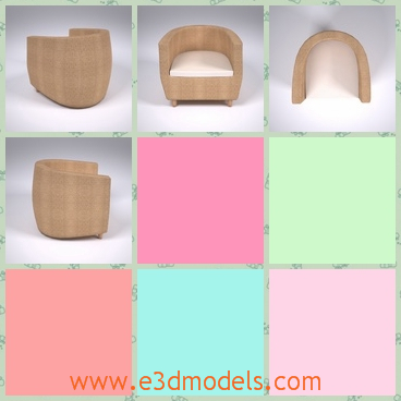 3d model a wooden armchair -enough for one person - This is a 3d model about a wooden armchair canbe placed in the living room. This model is based on the manufacturer's original dimensions.
