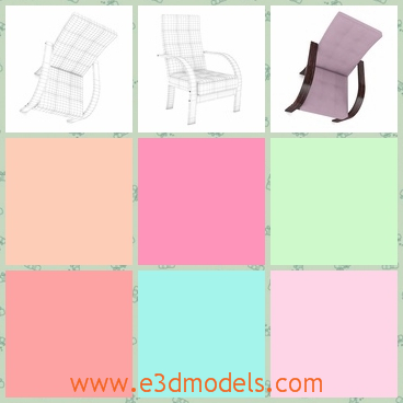 3d model a wooden chair with four feet - This is a 3d model about a pink wooden chair with four feet,and the arms are tilted and smooth.
