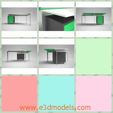 3d model an environmental office desk - This is a 3d model of the office table with good quality.The green part of the table is so outstanding.