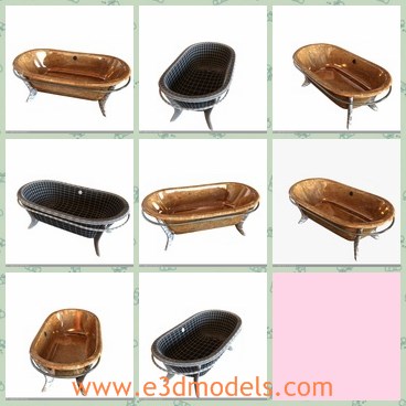 3d model bathtub - This is a 3d model of the bathtub,which is fully textured using high resolution material and is rendered by using V-ray.