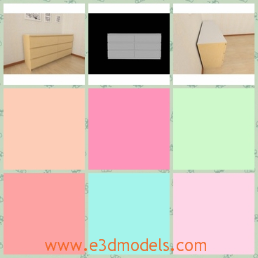 3d model drawers in the corner - This is 3d model of the drawers in the corner of the room,which is long ans spacious.The model is fit to the color of the room.
