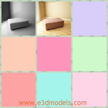 3d model footstool in the room - This is a 3d model of the footstool in the room,which is the raditional styling with natural finish nails on the arm panels.