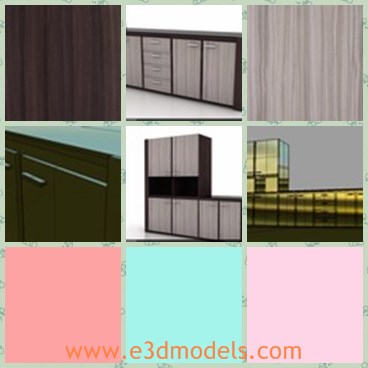 3d model kitchen cabinet - This is a 3d model of the kitchen cabinet,which is modern and large.The cupboard is big enough to store the bowls and plates.