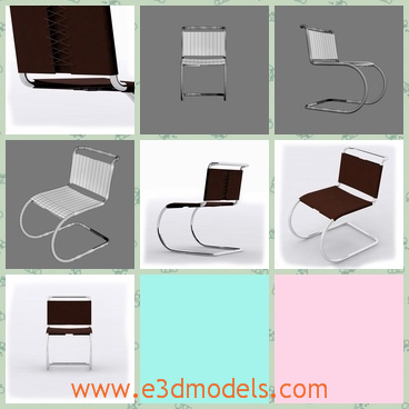 3d model of a cantilever chair - This 3d model is about a cantilever chair which is also known as MR10. This chair has crooked legs which are made of sliver steel.