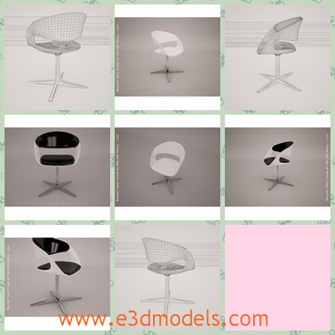 3d model of a chair - This 3d model is about a very pretty chair which has white exterior and black interior. It has only onne leg.