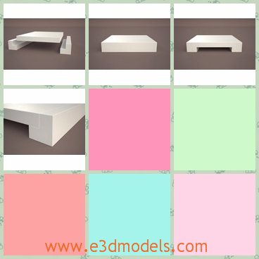 3d model of a coffee table - This 3d model is about a simple coffee table which is white and has a square top and it is designed simply.