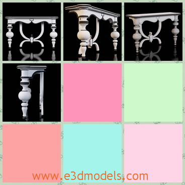 3d model of a console table - This 3d model is about a Cyan design lacroix console table which is a table with two curved legs of bracket-like construction, designed to stand against a wall