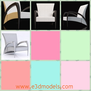 3d model of a Radice chair - This 3d model is about a Radice chair which has a simple shape. It has white cushions which are soft and thick.