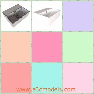 3d model of a washbasin - There is a 3d model which is about a common washbain. This basin is very deep and it has a cuboid shape and this is often seen in a lavatory.