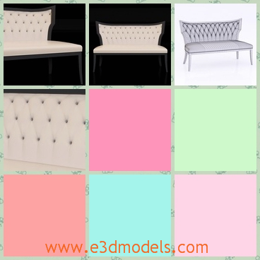 3d model of a white settee - This is a 3d model which is about a long white settee. This settee is wide and it is covered with white leather.