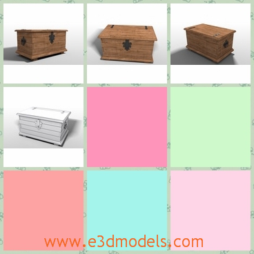 3d model of a wooden chest - This 3d model is about a wooden chest which has a cuboid shape. It is very big and can be stuffed with many things.