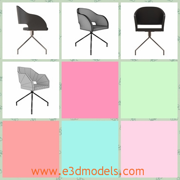 3d model of an armchair - This 3d model is about a LD polo chair which is a black chair with three thin legs. The back of the chair is simple yet pretty with smooth black rim.