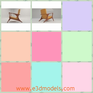 3d model of Monroe chair - This 3d model is about a Monroe chair which is a yellow wooden chair and this chair is deep and has thin sharp legs.
