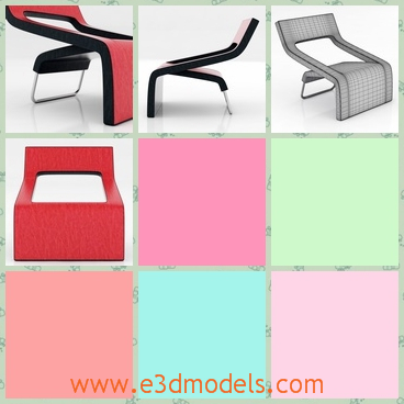 3d model of the INKLINE by Karim Rashid - This is a 3d model which is both a chair and a lounge. It has red surface with black rim. It is a modern furniture designed by Karim Rashid.