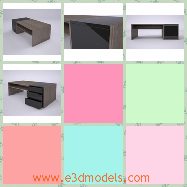3d model office desk - This is a 3d model of an Office Desk with black color. The drawers on the right is avasilable.