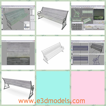 3d model park bench - This is a 3d model about a park bench in the garden,which looks long in the first sight. This model is made for games, educational, visualization and other purposes.