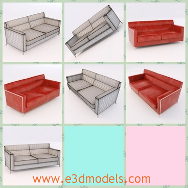 3d model sofa in the living room - This is a 3d model of the sofa in the living room,which is oblong and large to sit on.The model is made in modern style.