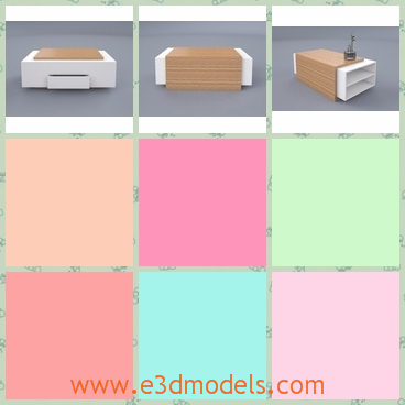 3d model table - This is a 3d model about the table,which is in white and light brown.The drawers on the sides are also available.This model is suited to placed in the office.