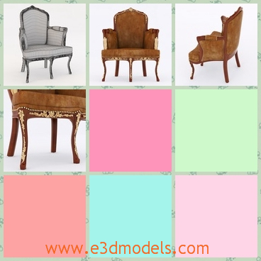 3d model the ancient chair - This is a 3d model of the ancient chair,which is classical and special.The chair has fine ornaments on the legs.