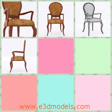 3d model the ancient chair - This is a 3d model of the ancient chair,which is small and with two arms.The model is created with wood and other materials.