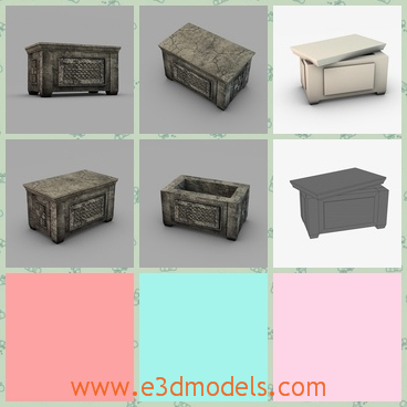 3d model the ancient stone box - This is a 3d model of the stone box in the ancient style,which is the square shape and the model is heavy to move.