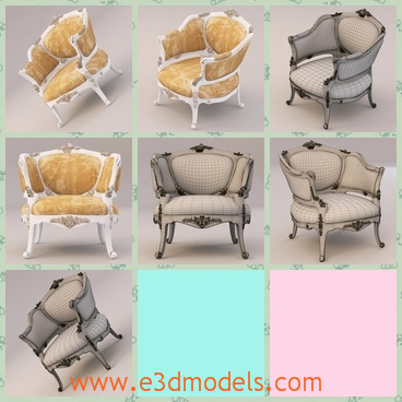 3d model the antique armchair - This is a 3d model of the antique armchair,which is in high quality and the chair is comfortable.
