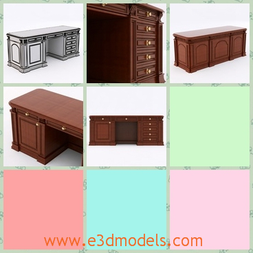 3d model the antique desk with drawers - This is a 3d model of the antique desk with drawers,which is tall and made in ancient style.The model has special textures on it.