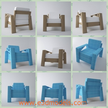 3d model the armchair - This is a 3d model of the armchair,which is short and cumbersome.The chair looks uncomfortable to sit on.