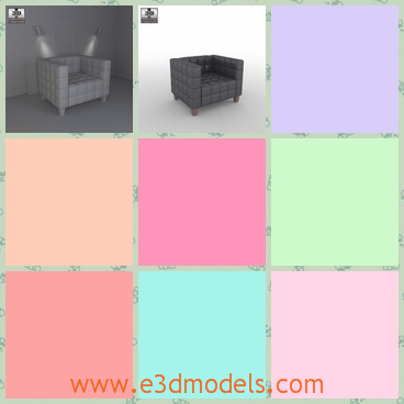 3d model the armchair - This is a 3d model of the occasional armchair,which is square shape and the model is  created with V-Ray rendering engine, lighting setup is not included .