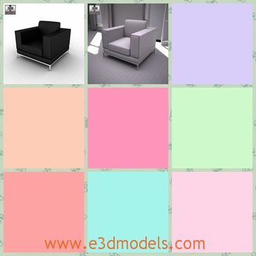3d model the armchair in black - This is a 3d model of the armchair in black,which is covered with velvet materials on the surface.