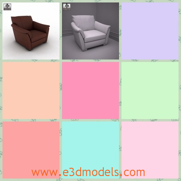 3d model the armchair in brown - This is a 3d model about the armchair in brown,which is soft and comfortable.The modelis made in ance with the proportions and sizes of real furniture.