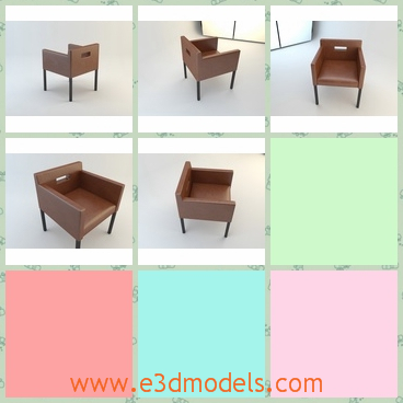 3d model the armchair in the office - This is a 3d model of the armchair in the office,which is made in leather materials.The chair is square and the legs are thin.