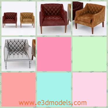 3d model the armchair in the old fashion - This is a 3d model of the armchair in the lod fashion,which is covered by the leather materials and the legs are short.