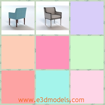 3d model the armchair with blue cover - This is a 3d model of the armchair with blue cover,which is heavy and common in our life.