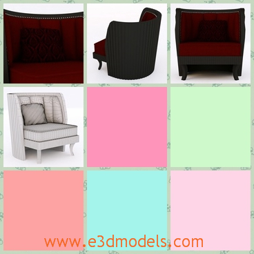 3d model the armchair with diagonal materials - This is a 3d model of the armchair with diagonal materials,which has a back with it and the chair is outdated but useful.