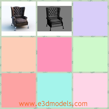 3d model the armchair with leather materials - This is a 3d model of the old historical armchair,which is made with wooden and leather materials.The model is antique and tufted.