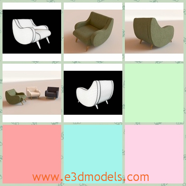 3d model the armchair with thin legs - This is a 3d model of the armchair with thin legs,which is made of leather materials.The model is heavy to carry to other places.