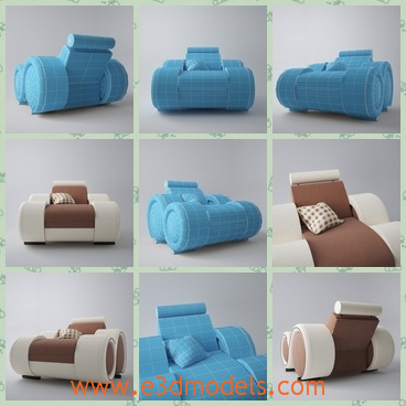 3d model the armchari in blue - This is a 3d model of the armchair in blue,which modern and was made with high quality.